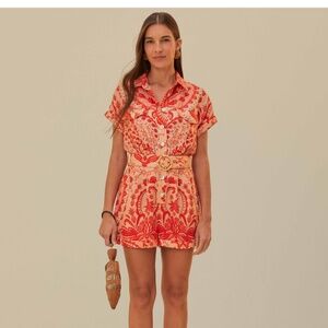 Farm Rio Red Jaipur Romper size M